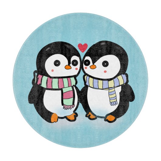 Aangepaste Winter Pinguïn Liefde Snijplank (Voorkant)