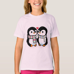 Aangepaste Winter Pinguïn Liefde T-shirt