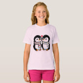 Aangepaste Winter Pinguïn Liefde T-shirt (Voorkant volledig)