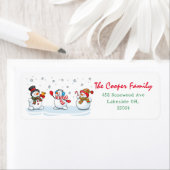 Aangepaste Winter Santa Claus Snowmen Adreslabel Etiket (Insitu)