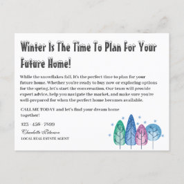 Aangepaste winter seizoensgebonden vastgoedmarketi briefkaart