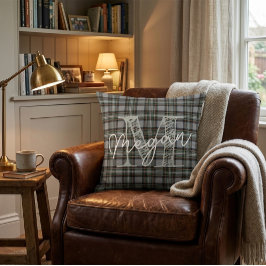 Aangepaste Winter Tartan Kussen met Monogram