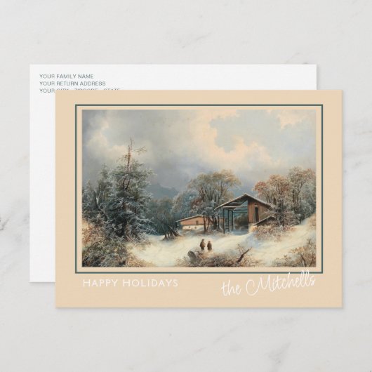 Aangepaste Winter Wonderland Landschapskunst Schil Briefkaart (Voorkant / Achterkant)