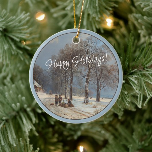 Aangepaste Winter Wonderland Landschapskunst Schil Keramisch Ornament (Boom)