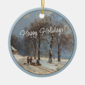 Aangepaste Winter Wonderland Landschapskunst Schil Keramisch Ornament (Voorkant)