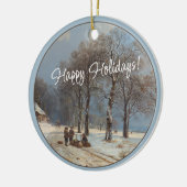 Aangepaste Winter Wonderland Landschapskunst Schil Keramisch Ornament (Links)