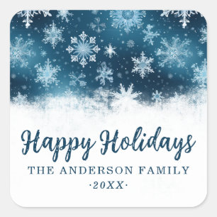 Aangepaste Winter Wonderland Sneeuwvlok Witte Kers Vierkante Sticker