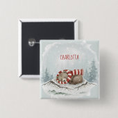 Aangepaste Winterbeer-badge Vierkante Button 5,1 Cm (Voorkant /achterkant)