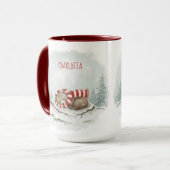 Aangepaste Winterbeer-mok – Slaand ontwerp van die Mok (Voorkant links)