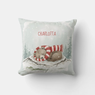 Aangepaste winterbeercushion – Persoonlijke knuffe Kussen