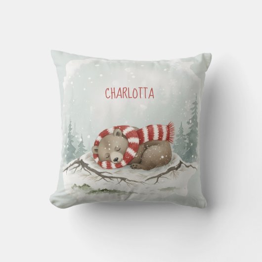 Aangepaste winterbeercushion – Persoonlijke knuffe Kussen (Voorkant)