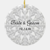 Aangepaste winterbruiloft fotoversiering keramisch ornament (Achterkant)