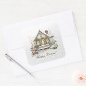 Aangepaste winterscène Sneeuwvlok Nieuwjaar Kerstm Vierkante Sticker (Envelop)