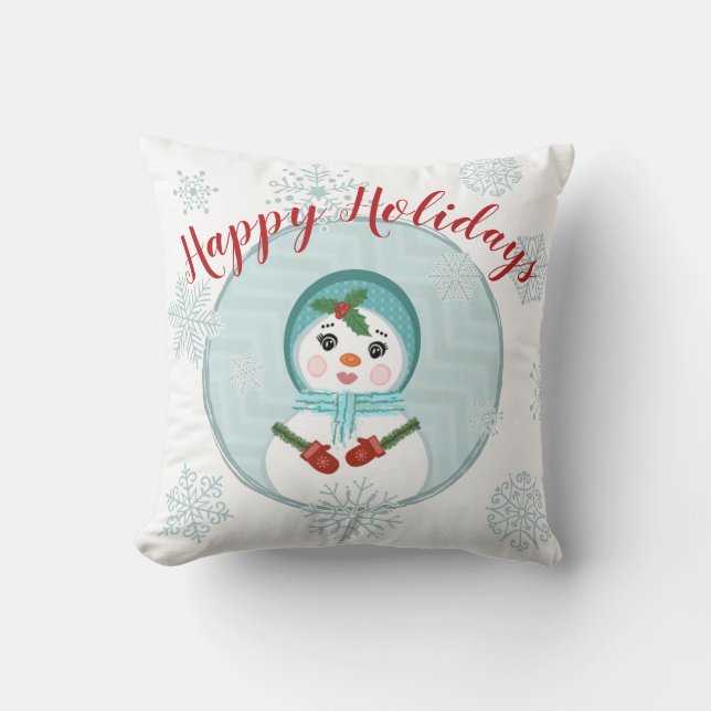 Aangepaste wintervakantie met kerstmis Woman Pillo Kussen (Voorkant)