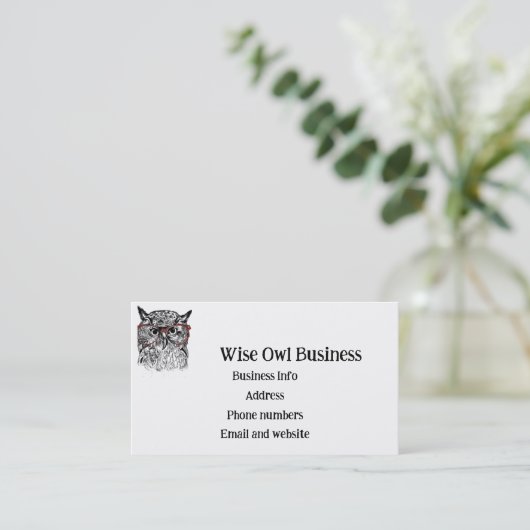 Aangepaste Wise Uil Vogel Grafische Kunst Visitekaartje (Staand voorkant)
