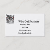 Aangepaste Wise Uil Vogel Grafische Kunst Visitekaartje (Voorkant)
