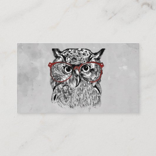 Aangepaste Wise Uil Vogel Grafische Kunst Visitekaartje (Achterkant)