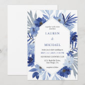 Aangepaste Wit Blauw Boeket Lijst bruiloft Kaart (Voorkant / Achterkant)