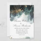 Aangepaste Wit Blauwe Verf Zwart Goud Glitter Prem Kaart (Voorkant)