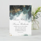 Aangepaste Wit Blauwe Verf Zwart Goud Glitter Prem Kaart (Staand voorkant)