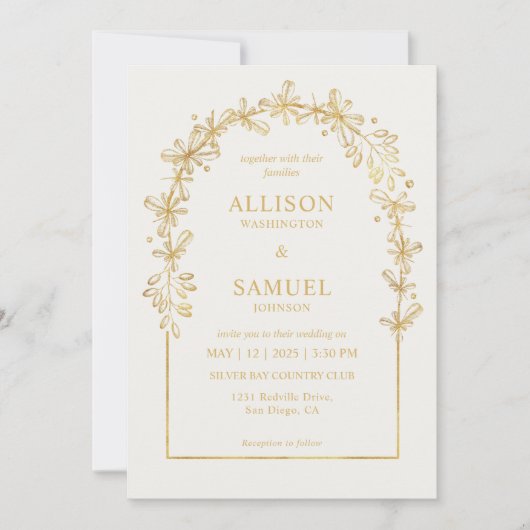 Aangepaste Wit Grijs Goud Herfst bruiloft Kaart (Voorkant)