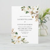 Aangepaste Wit Groen Eenvoudige Magnolia Huwelijk Kaart (Staand voorkant)