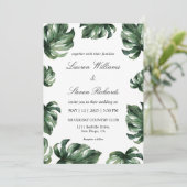 Aangepaste Wit Groen Elegante Palm Bladeren Huweli Kaart (Staand voorkant)