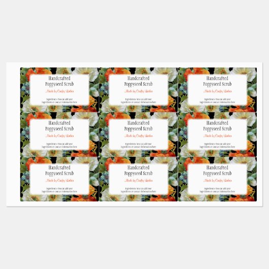 Aangepaste  wit papaverblauw korenbloemen labels (Vel)