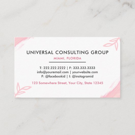 Aangepaste wit roze en zwart Schattige Professiona Visitekaartje (Achterkant)