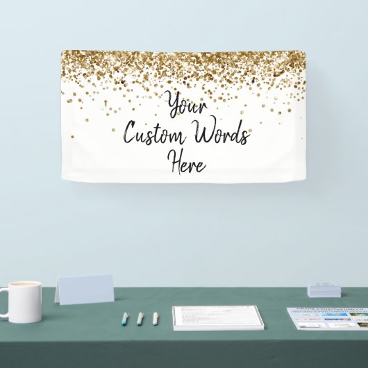 Aangepaste Wit Zwart Goud Verjaardagsfeest Fotocab Spandoek (Beurs)