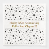 Aangepaste wit / zwart sterren bruiloft Jubileum Servet (Voorkant)