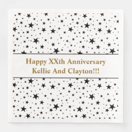 Aangepaste wit / zwart sterren bruiloft Jubileum Servet