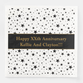 Aangepaste wit / zwart sterren bruiloft Jubileum Servet