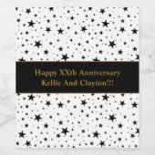 Aangepaste wit / zwart sterren bruiloft Jubileum Wijn Etiket (Enkel label)