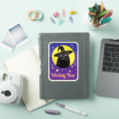 Aangepaste Witchy Black Cat Halloween Art Style Sticker (iPad Cover)