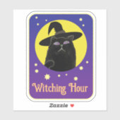 Aangepaste Witchy Black Cat Halloween Art Style Sticker (Vel)