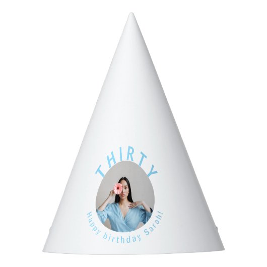 Aangepaste witte 30e verjaardag partij Pet Feesthoedjes (Voorkant)