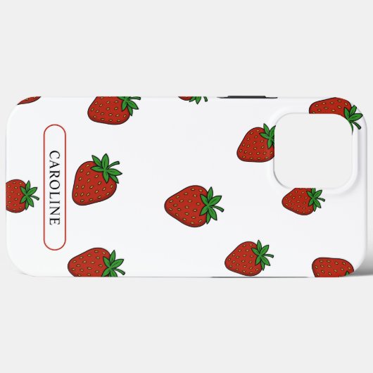 Aangepaste witte aardbei Case-Mate iPhone case (Achterkant (horizontaal))