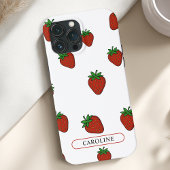 Aangepaste witte aardbei Case-Mate iPhone case