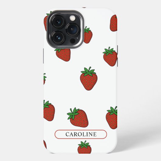Aangepaste witte aardbei iPhone hoesje (Achterkant)