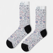 Aangepaste Witte Achtergrond Grijs Roze Paisley Pa Sokken (Links)