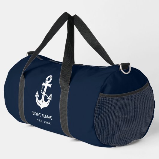 Aangepaste witte anker Navy bootnaam Plunjezak (Rechterhoek)