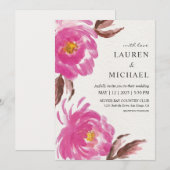 Aangepaste witte bank geschilderde pioenen bruilof kaart (Voorkant / Achterkant)