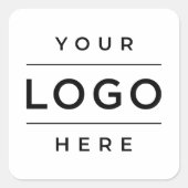 Aangepaste witte bedrijfslogo Promo Vierkante Sticker (Voorkant)