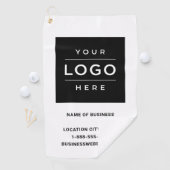 Aangepaste witte bedrijfsnaam en logo golfhanddoek (Insitu)
