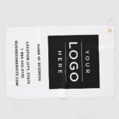 Aangepaste witte bedrijfsnaam en logo golfhanddoek (Horizontaal)