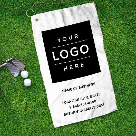 Aangepaste witte bedrijfsnaam en logo golfhanddoek