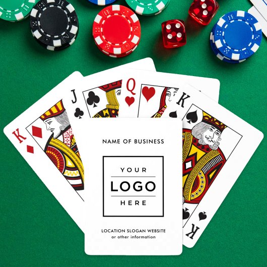 Aangepaste witte bedrijfsnaam en logo pokerkaarten