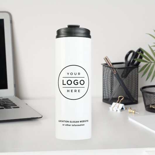 Aangepaste witte bedrijfsnaam en logo thermosbeker