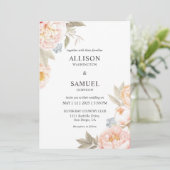 Aangepaste witte blauwe bessen perzik bloemen brui kaart (Staand voorkant)